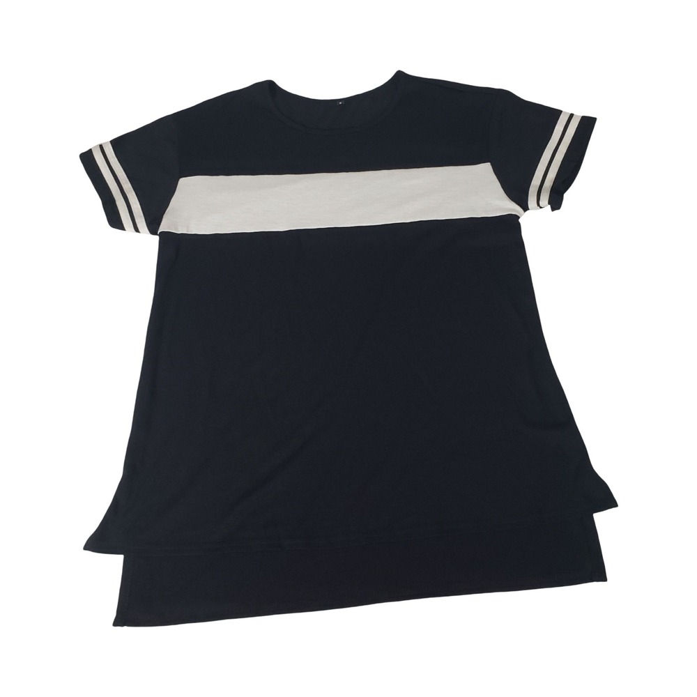 Womens Black White Colorblock Varsity Stripe High Low Tunic Top Small